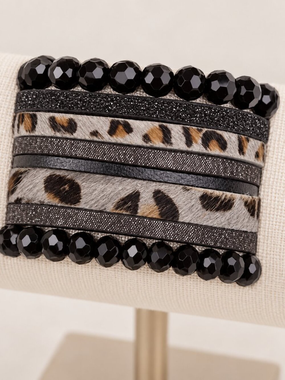 Black & Leopard Layered Bracelet